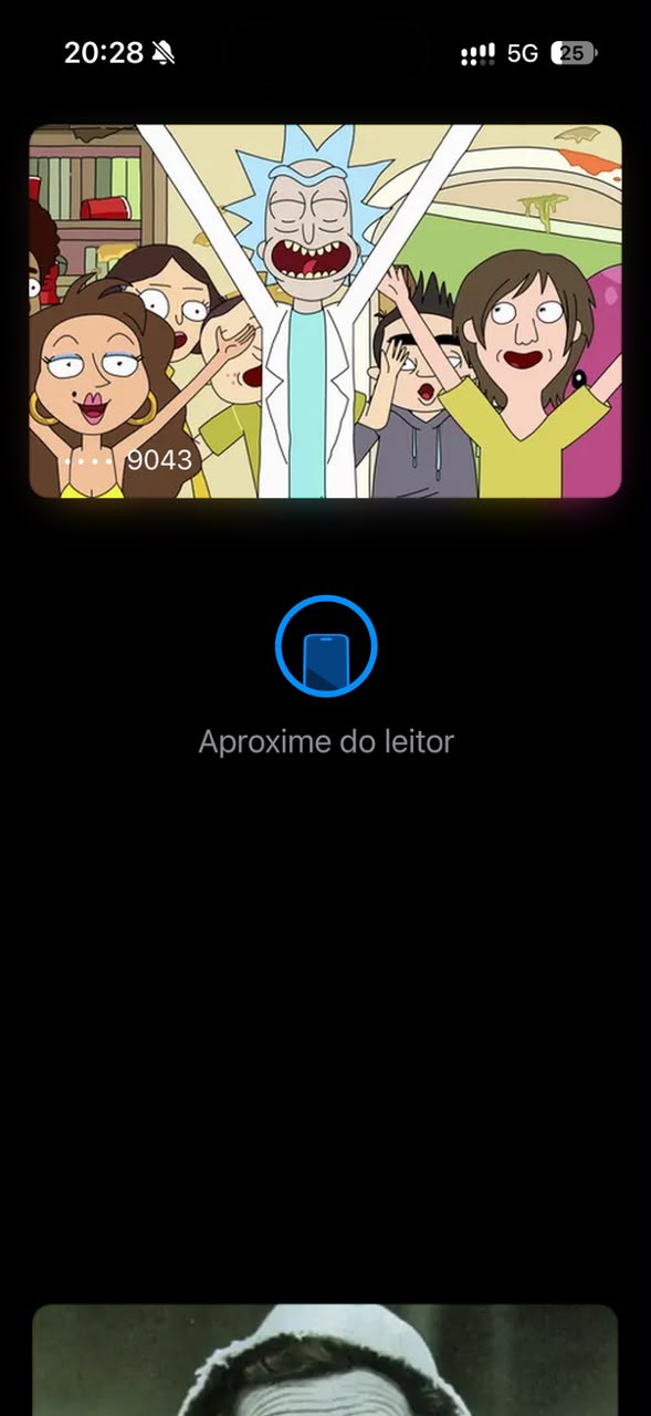 Wallet do iPhone mostrando um cartão com arte de desenho animado